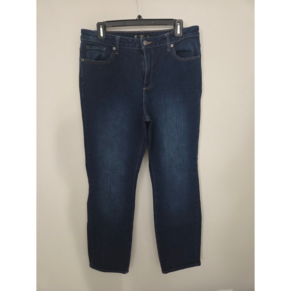 Members Mark Womens Dark Wash Straight Leg Jeans Size 12 Stretch Denim Indigo